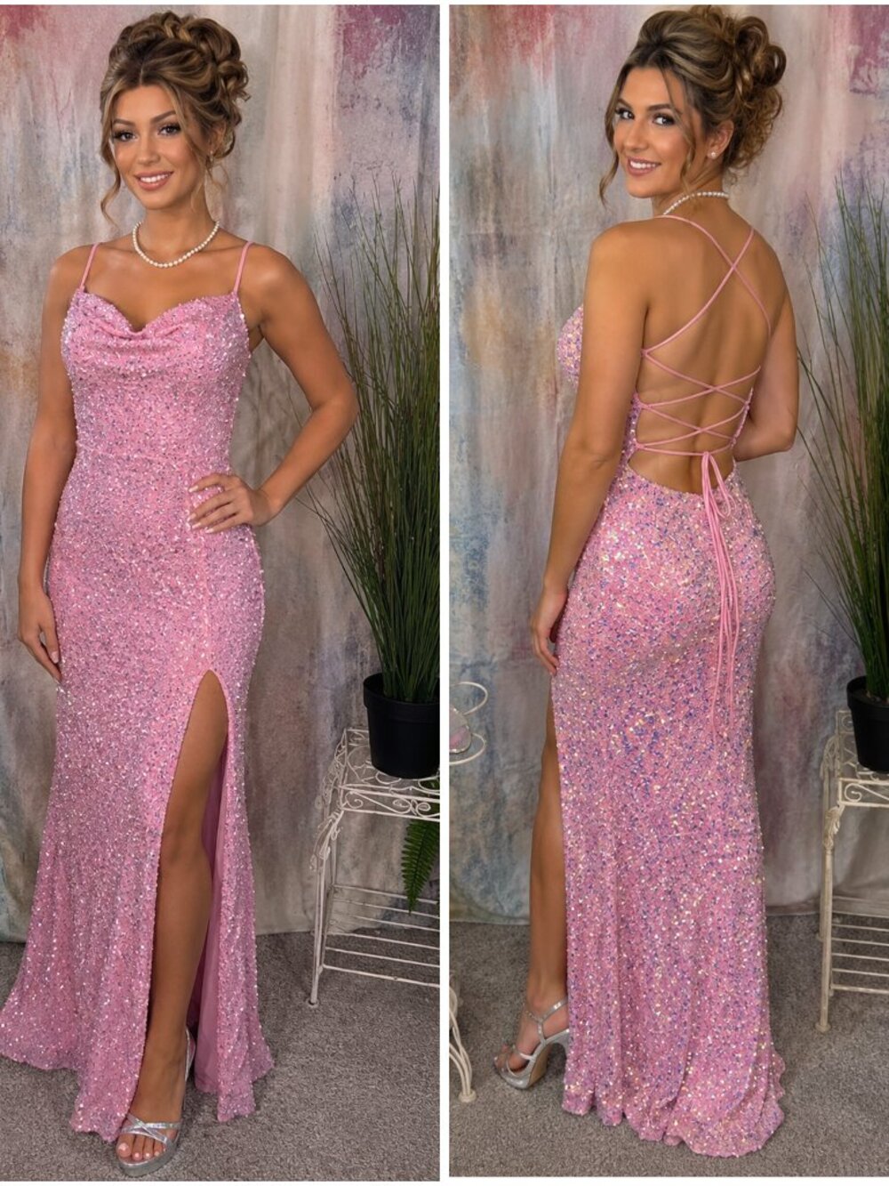 πLucy in the Sky Sexy Sequin Backless Long Slit Formal -Prom- Homecoming Dress